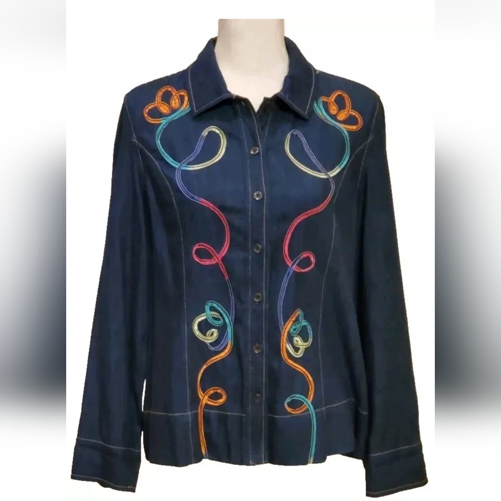 Koret Blue Denim Jacket Cotton PM Festival Rodeo Western